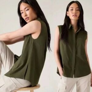 NEW Athleta “Everlasting Tank” Button Front in Aspen Olive Green Size Small